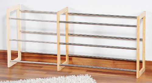 Kesper 69704 / Schuhregal aus Kiefernholz, ausziehbar, dreistöckig, Maße: 64 cm – 118 cm, Breite: 46 cm,Höhe: 22 cm - 4