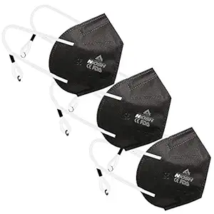 AIRCROSS N-95 Reusable, Washable,5 layer protection,elastic straps, Skin Friendly and comfortable to wear for Men, Women and Kids (3 PIECE,HEAD MOUNT MASK,BLACK)