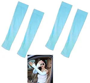 BOXO Full Arm Sleeves for Women and Girls for Skin Protection from Sun in Blue Color 30 Grams Pack of 1