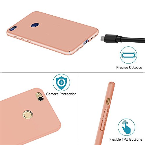 Qissy Carcasa Huawei P8 Lite  2017 Series  Incluido Anti-Scratch Anti-Huella Dactilar a Prueba de Choque Suave Protective Case Cover Skin para Huawei P8 Lite 2017 Series  Oro Rosa 