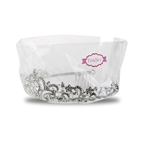 Tinksky Hochzeit Tiara mit Kamm leuchtenden Kristall Strass Braut Tiaras Stirnband (Silber) - 7