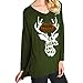 Produktbild Luckycat Damen Fröhliche Weihnachten Mode Rundhalsausschnitt Baumwolle Langarmshirt Casual Bluse Tops Pullover Sweatshirt