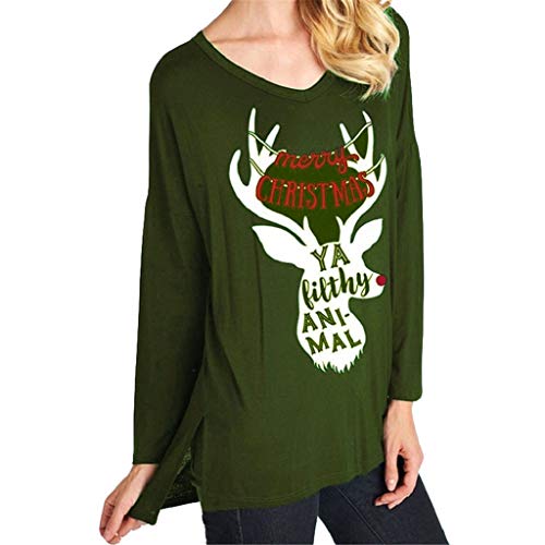 Preisvergleich Produktbild Luckycat Damen Fröhliche Weihnachten Mode Rundhalsausschnitt Baumwolle Langarmshirt Casual Bluse Tops Pullover Sweatshirt