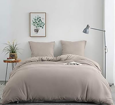 AYSW Housse de Couettes 220x240cm + 2 taies d'oreiller 65x65cm Kaki Parure de lit pour 2 Personnes