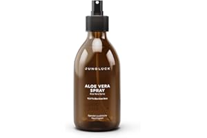 ‎JUNGLÜCK JUNGLÜCK Aloe Vera Spray 250ml - Vegan | BIO Aloe Vera - Natürliche After Sun Pflege | Kühlende Erfrischung und wertvolle Feuchtigkeit, beruhigt die Haut bei Sonnenbrand - für Gesicht, Haare & Körper
