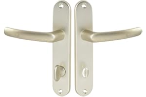 Vachette Set de Poignée de Porte sur Petite Plaque - Version à Condamnation Portes WC/SDB, Entraxe 165 mm - Système de Pose Facile - en Aluminium Résistant - Finition Champagne - Garantie 2 Ans