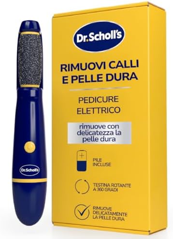 Dr. Scholl’s Lima Piedi Elettrica Rimuovi Calli - Pedicure Professionale, Rimuove Pelle Dura e Callosità, Piedi Lisci e Morbidi in Secondi, Delicata, da Viaggio, Batterie AAA Incluse