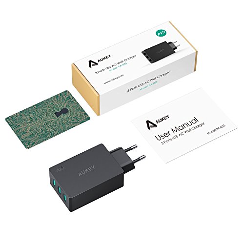AUKEY Chargeur Secteur USB 3 Ports 30W 6A Chargeur Mural pour iPhone X 8 8 Plus  iPad Air Pro  Samsung  HTC  LG  Nexus et les autres smartphones