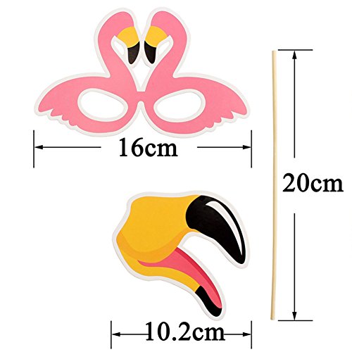 TOAOB Flamingo Hawaii Party Foto Fotorequisiten Fotoaccessoires für Sommer Strand Urlaub Geburtstag Hochzeit Party Kussmünder, Brillen Photo Booth Props Set Packung mit 21 Stück - 5
