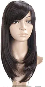 Sublime Natural Hair Extensions And Wigs Full Head Medium Synthetic Hair Wigs for Girls Women In Very Fine Quality in Natural Black Color