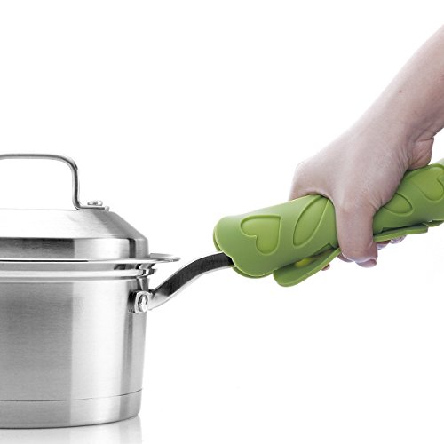 Pfirsich Silikon-Topflappen Topfuntersetzer, Glasöffner Löffelablage und Küchenuntersetzer (Set mit 2 Stück), rutschfest, flexibel, robust, hitzebeständig, spülmaschinenfest violett - 3