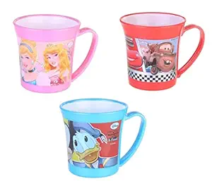 Perpetual Bliss 3 Pcs Disney Theme Durable Milk Mugs for Kids/Shakes/Juices/Coffee/Birthday Return Gifts (Pack of 3)