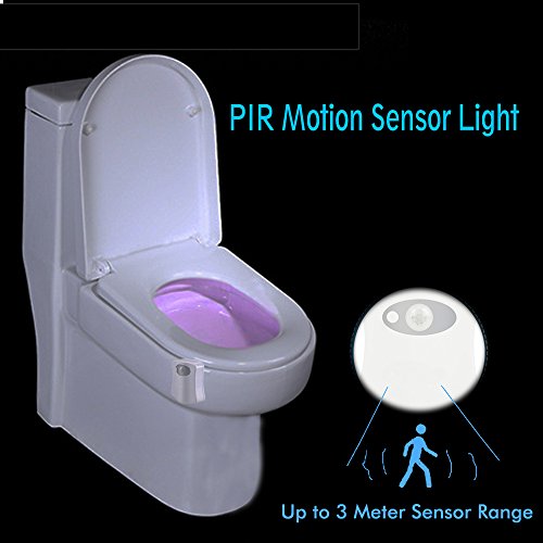 JESWELL Led Toiletten Licht WC Nachtlicht mit Bewegungsmelder für Kinder Eltern Badezimmer Hause, 8 Farben Wechsel, Batteriebetriebenes (Upgrade) - 2