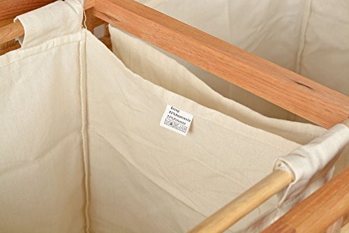 Wäschekorb Doppelkammer Wäsche Truhe 67 cm Höhe Badmöbel Massiv Walnuss Holz - 4