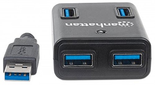 Manhattan USB 3.0 Hub (4 Ports, Stromversorgung über Netzteil oder USB) 162302 schwarz - 2