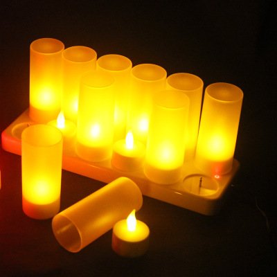Preisvergleich Produktbild yue-12pcs Kerze LED wiederaufladbar Licht Gelb Stimmungsbeleuchtung ohne Flamme ohne Geruch