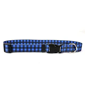 Yellow Dog Design Buffalo Plaid Blue Dog Collar 3/4