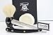 Hand Assembled Sophist Collection Elegantly Designed White Badger Hair Shaving Brush With Straight Cut Throat Razor,Shaving Soap & Pack Of Shaving Blades Traditional Straight Shaving Razor, Using Half Blade.