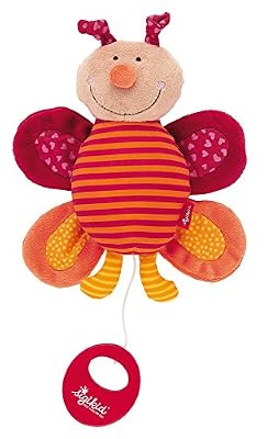 sigikid 40318, fille et garçon, peluche musicale papillon, rose/orange