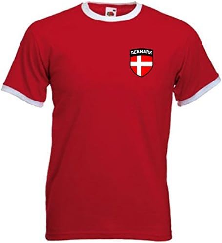 Invicta Screen Printers Denmark Dane Danish Soccer Football Shield Crest T-Shirt Jersey - All Sizes (Medium)