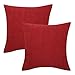 Produktbild Lewondr Corduroy Throw Pillow Case, Square Solid Cushion Cover Set of 2 Corn Striped Corduroy Velvet Throw Pillow Cover Cosy Home Chair Seat Sofa Decor 18 x 18 Inch - Red