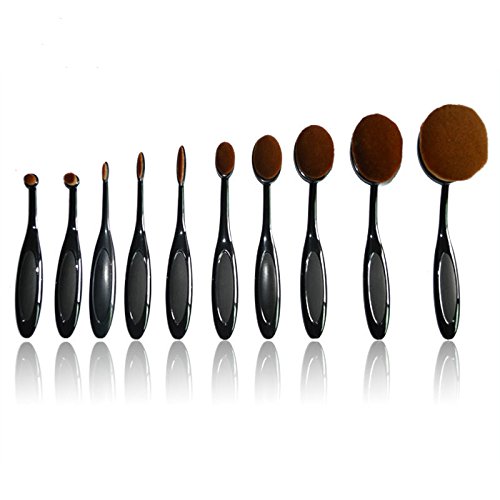 Yosoo 2016 New Toothbrush Curve Liquid Foundation Blending Brush-Pro Cosmetic Makeup Face Powder Blusher Brushes-Contour Cream Concealer Blusher Make Up Kit-Beauty Cosmetics Tools (10Pcs)
