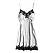 Price comparison product image Bibao Women Sexy Lingerie Sleeveless Sleepwear Halter Dress Comfortable Nightwear,Ladies Sleep Nightie Chemise Nightdress (Silver, L)