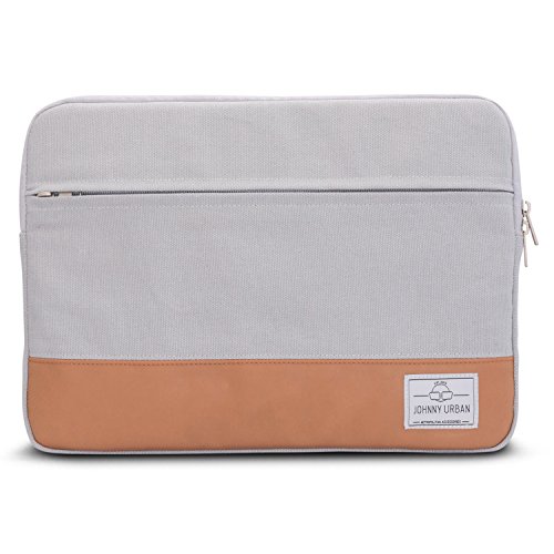 Johnny Urban Canvas Laptop Sleeve 15 – 15.6 Zoll Grau – Schutzhülle für 15 – 15.6 Zoll Laptops von Dell Samsung HP ASUS Acer Sony uvm. – Laptophülle Laptoptasche Notebook Tasche aus Baumwoll Canvas - 2