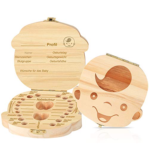 Preisvergleich Produktbild YANSEN Holz Milchzähne Box Zahnbox Zahndose Milchzahndose Zahndöschen für Kinder Souvenir Aufbewahrungsbox Kinder Milchzähne Dose Holz Milchzahndose Zahnbox Zähnedose Geschenk Box Jungen