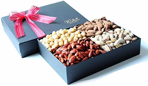 Wellivo Kenzo Nuts Selection Gift Box 1kg - Nuts platter of assorted lemon almonds, roasted salted almonds pistachios hazelnuts