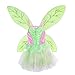 Produktbild LUOEM Mädchen Fee Tinkerbell Kostüm Pixie Tinkerbell Flügel und Kleid Set grün rosa Größe L 125-140cm