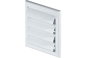 AWENTA Kratka wentylacyjna z ruchomymi lamelami, siatka przeciw owadom, żaluzja, kratka końcowa, klapa zwrotna, zamykająca, biała, Ø 100 mm