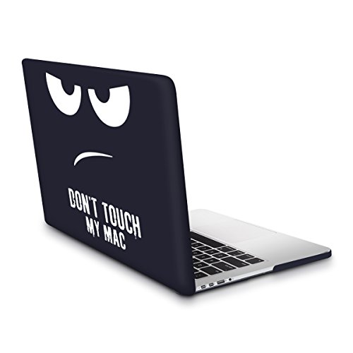 kwmobile Hardcase Laptop Hülle für Apple MacBook Pro Retina 13" (ab Ende 2012) - Don't touch my Mac Design Weiß Dunkelblau dünne gummierte Schutzhülle Cover Case Tasche