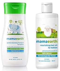 Mamaearth Gentle Cleansing Baby Shampoo : New Borns, Babies And Kids (0-5 Years).200Ml&Mamaearth Nourishing Baby Hair Oil, With Almond & Avocado Oil - 200 Ml