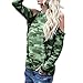 Produktbild Riou-Damen Tops Langearmshirt Hemd Longsleeve T Shirt Schulterfrei Frauena Farbe Tops Elegant Bequem Lösen Oberteile beiläufigen Pullover Sweatshirt Spitzen Blusen Baumwoll Herbst (L, Grün)