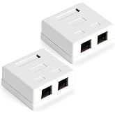 AOOSU 2x CAT 6a Surface RJ45, CAT 6A Junction Box with 2x Ports Shielded FTP Network Connector Compatible 10 Gbit LAN Cable 5