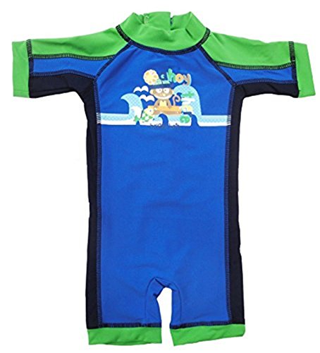 Bright Bots - 3/6m Baby Boys Sunsuit Sun Protection UPF50+ Short Leg/Sleeve All in One- Blue