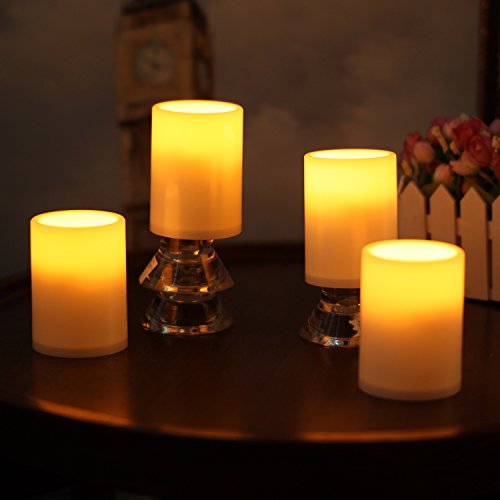 DFL Partei-Dekor Wasserdicht flammenlose LED-Kerzen Licht,4 & 8 Stunden Timer-Funktion Wasserdichte Funktion, beige,6er-pack - 5