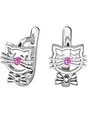butterfly Mädchen Ohrringe Silber 925 rosa Swarovski Elements original Katze Satin-Beutel, Mädchen Geschenke