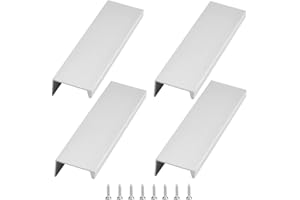 KLYNGTSK 4 Stück Versteckter Türgriff Schrankgriffe Unsichtbare Möbelgriffe Moderne Küchengriffe Aluminium Schubladengriff Silber Küchengriffe Versteckter Griffe für Kleiderschrank Tür Schubladen