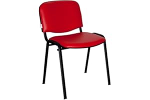 Stil Sedie - Sedia Attesa Ufficio Sala Conferenze in metallo e ecopelle Made in Italy ROSSO