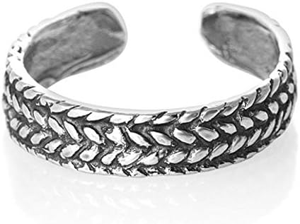 Silver Open Toe Ring Pinkie Ring 925 Sterling Wide Braided Rope