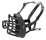 SEGURO Y SEGURO: el fleje de seguridad de diseño ergonómico garantiza que el hocico permanecerá en su lugar de manera segura y presenta dos puntos de sujeción con un lazo de sujeción diseñado para sujetar el collar normal de su perro y una correa de seguridad opcional extraíble.
