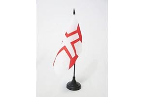 AZ FLAG Military Order of Christ Table Flag 5'' x 5'' - former Knights Templar order in Portugal Office Decoration 100% Polyester 15 x 15 cm - Mini Desk Flag with Pole and Black Plastic Base