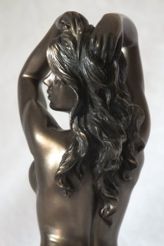 Weiblicher Akt Harmonie Frau kniet Arme am Kopf bronziert Figur Skulptur - 6