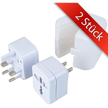 BrightArk Reiseadapter-Set (2 Stück) – Für Deutsche Steckdosen, Universal Für USA, UK, AU, CH U.a., 10A, Weiß