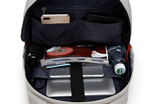 Valleycomfy Damen/Herren Laptop Rucksack (bis 39,6 cm) Leinwand Tasche mit USB Lade-Schnittstelle für Freizeit/Business/Travel Umhängetaschen Schwarz - 6