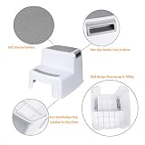 Cusfull Rutschfester Kinderschemel Tritthocker Kindersitz zum Toilettentraining Trittbank für Kinder, Badezimmer, Kinderzimmer, Händewaschen – 2 Stufen, Weiß/Grau - 3