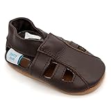 Dotty Fish Leder Baby Sandalen - rutschfest Wildledersohle – chromfrei weiche Lederschuhe - Baby Jungen und Mädchen - braun