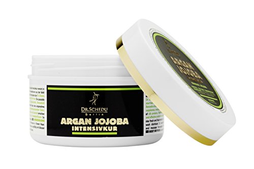 Dr. Schedu Berlin Argan Jojoba Intensivkur 200ml, mit Seidenproteinen, Mandelöl, Algenextrakt, Aloe Vera, Shea Butter und Avocadoöl, für trockenes und strapaziertes Haar, silikonfrei und tierversuchsfrei - 6